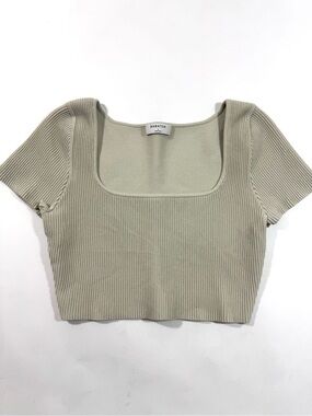 Babaton Aritzia Sculpt Knit Crop Top Size Large Square Neck